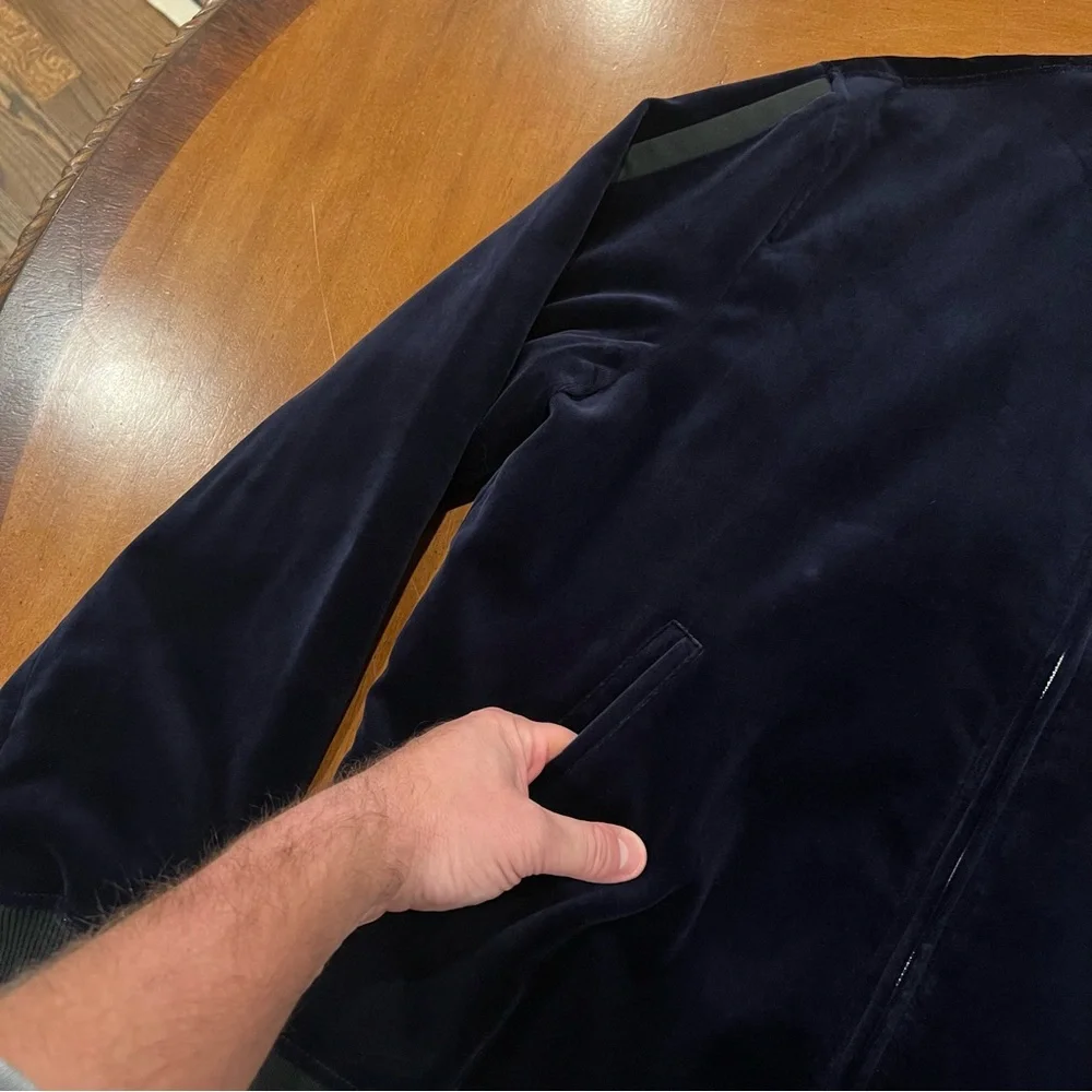 NEW NWOT J.Crew Ludlow Navy Velvet Bomber Jacket Tuxedo Stripe Navy Large